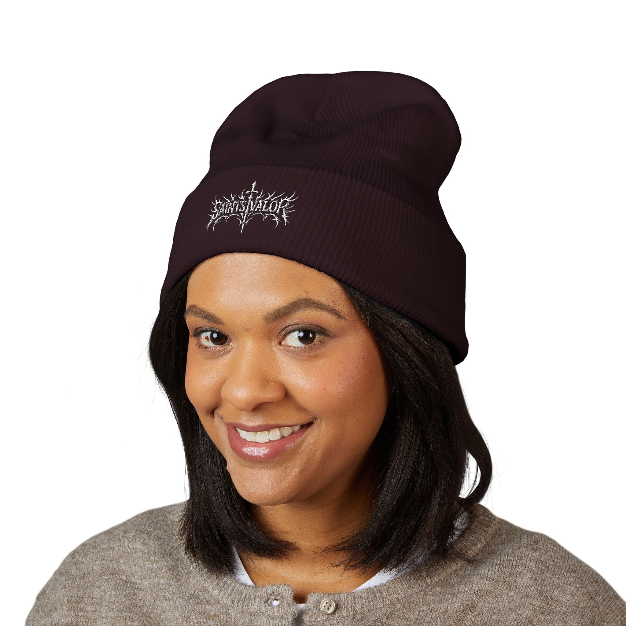 Embroidered Thorned Sword Cuff Beanie