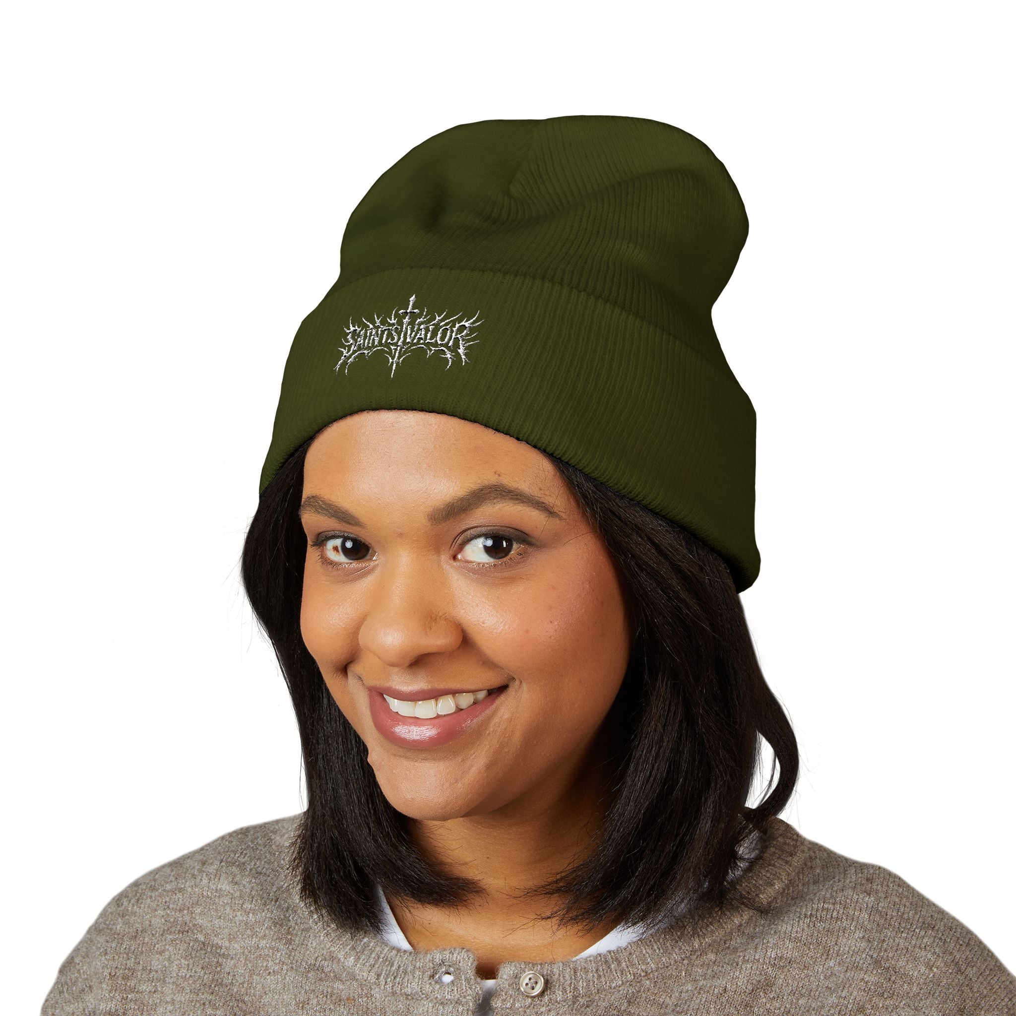 Embroidered Thorned Sword Cuff Beanie